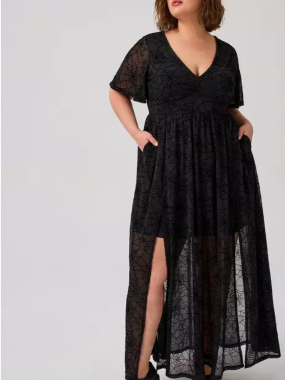 Nightfall By Torrid Black Spiderweb Maxi Dress 1X